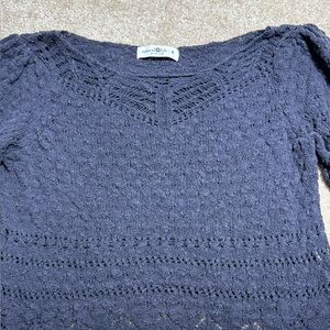 NATURAL LIFE Navy Eyelet Scoop Neck Knit Sweater